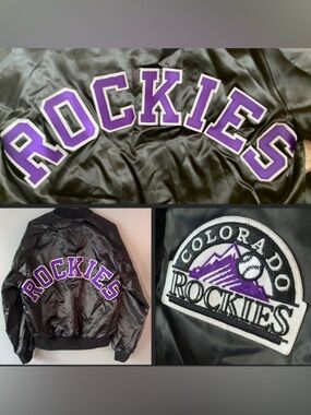 Vintage Satin Locker Line Jacket Colorado Rockies Inaugural Season 1993 MLB MED